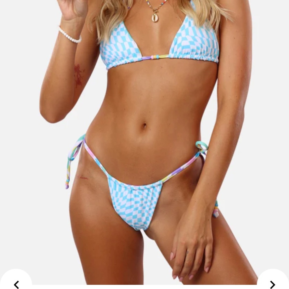 moana bikini Light batom Checkerboard Tie-Side Bikini only botom